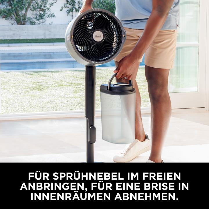 Actual product image Shark FlexBreeze Pro Mist Akku-Ventilator für innen und aussen mit Sprühsystem, tragbarer Sprühtank (57.70 dB)
