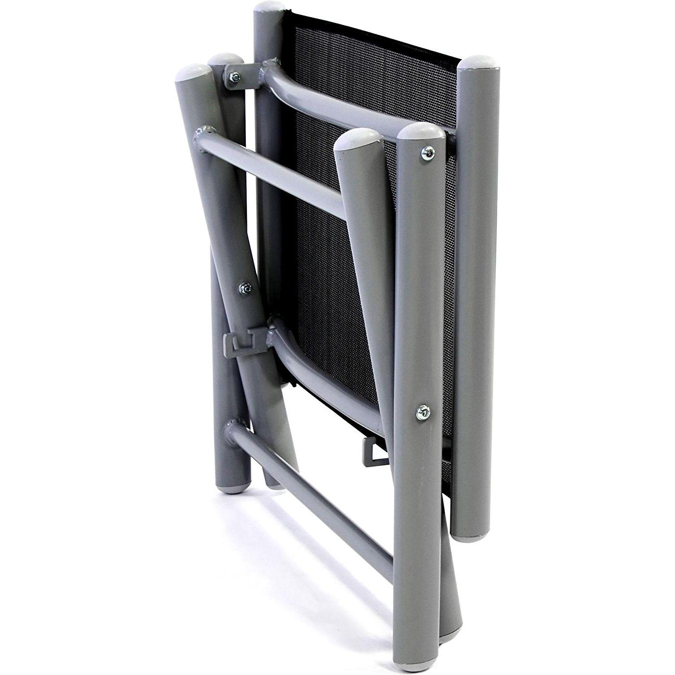 Thumbnail - Mojawo, Gartenstühle, Garten Klapphocker / Fusshocker Aluminium - Textilen Silbergrau/Schwarz