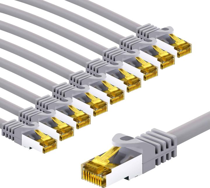 Goobay RJ45 Patchkabel S/FTP (PiMF) 500 MHz mit CAT 7 Rohkabel 5m grau 10er Pack (S/FTP, PiMF, CAT7, 5 m)