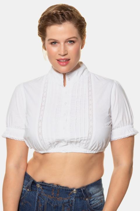 Produktbild Ulla Popken Dirndlbluse, Biesen, Spitze, Stehkragen, Halbarm (56)
