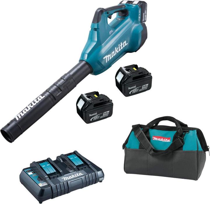 Produktbild Makita Laubbläser 36V => 2X 18V Li-Ion 5Ah (4 Akkus), schwarz, blau, dub362pt4 (Akkubetrieb, Laubbläser)