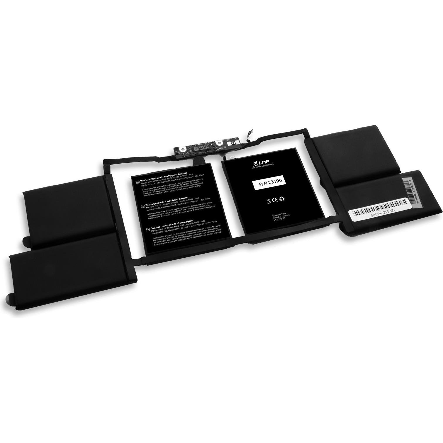 LMP Akku Macbook Pro 15 A1820 (6667 mAh), Notebook Akku, Schwarz