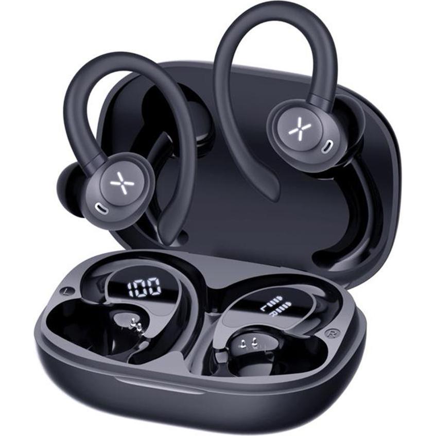 Techsuit - Wireless Earbuds (P1) - Bluetooth V5.4, 300mAh, ANC, ENC, 4 Mic - Black, Cuffie, Nero