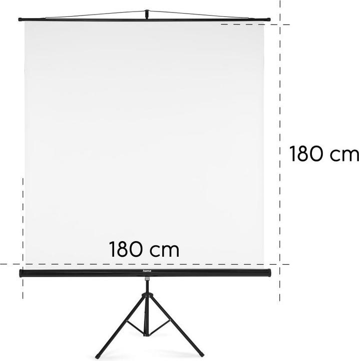 Actual product image Hama Screen with tripod, 180 x 180 cm, 2in1, mobile set, telescopic tube, white (100.39", 1:1)