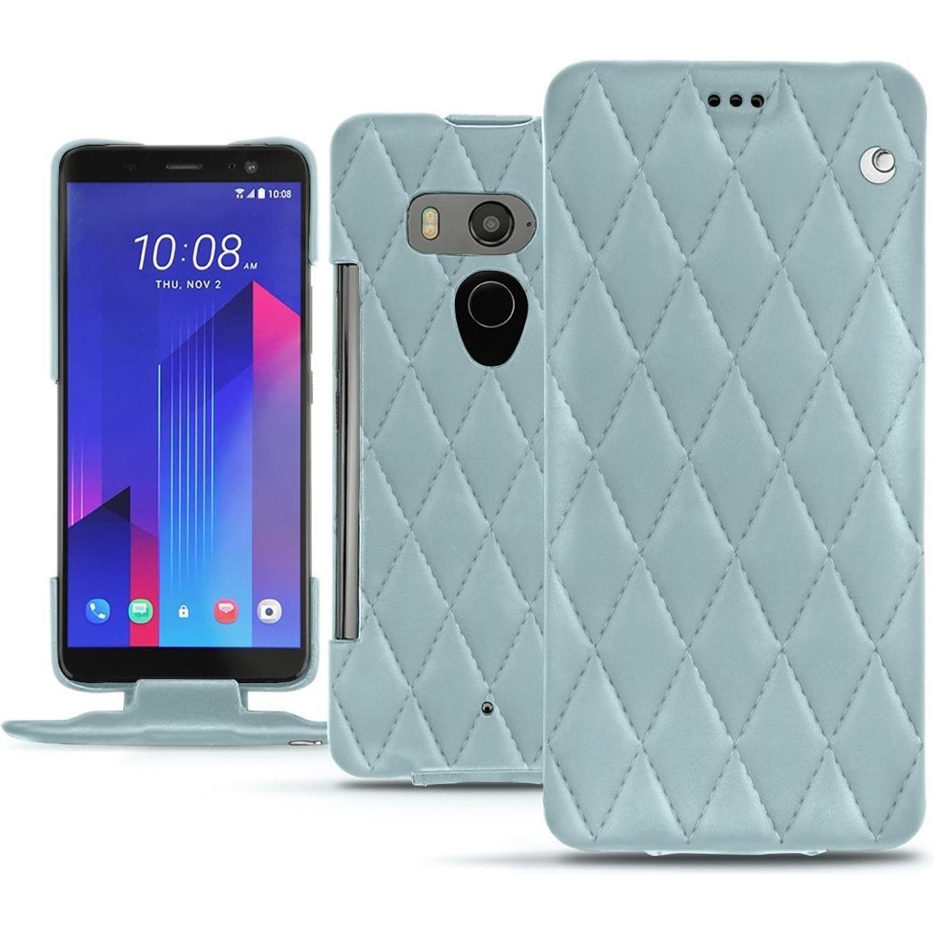 Noreve Lederschutzhülle vertikal (HTC U11+), Smartphone Hülle, Blau