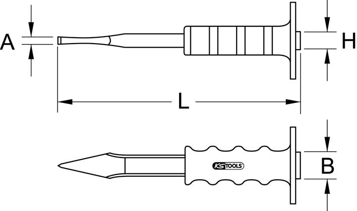 Image du produit KS Tools Burin en croix avec poignée de protection