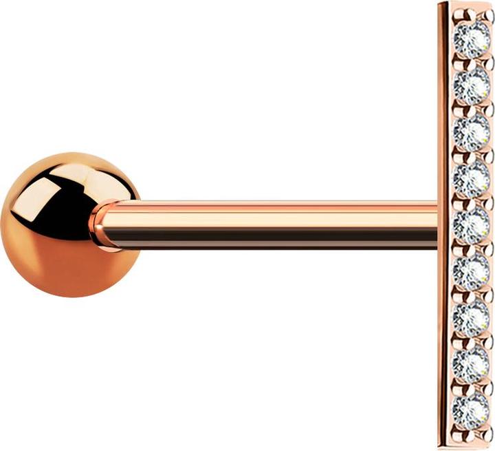 Produktbild Star Piercing Micro Barbell rosegold Balken mit Kristall (Messing, Chirurgenstahl 316L)
