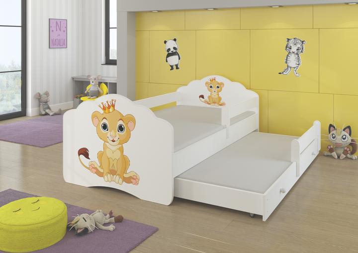 Actual product image ADRK Furniture Double Bed with Railing and Mattresses CASIMO II LION 160x80 (80 x 160 cm)