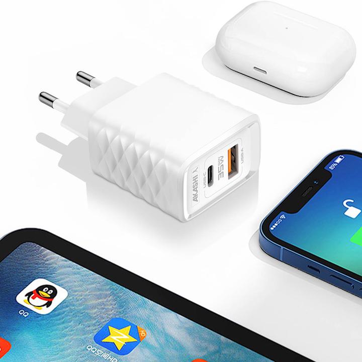 Image du produit Akashi 38W double USB-A QC 3.0 + USB-C PD (20 W, 1 portion)