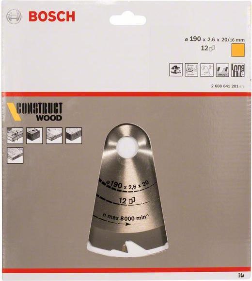 Produktbild Bosch Professional Zubehör PRO Construct Wood Kreissägeblatt, 190 x 2,6 x 20 mm
