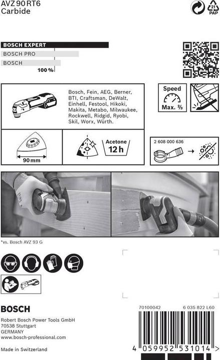 Produktbild Bosch Professional Zubehör EXPERT Sanding Plate AVZ 90 RT6 Blatt für Multifunktionswerkzeuge, 90 mm (60)