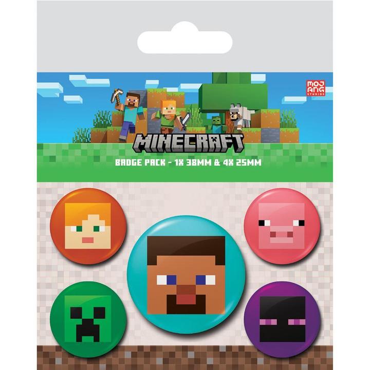 Minecraft Gesichter Abzeichen 5erPack