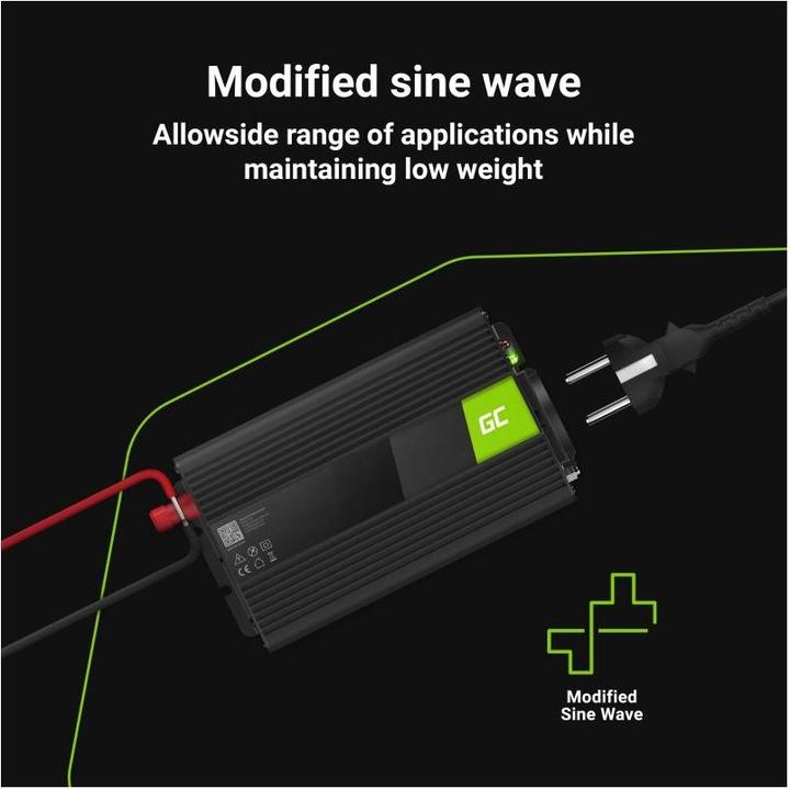 Productafbeelding GreenCell INV23 - Universeel - Auto - 24 V - 1000 W - 230 V - DC-to-AC
