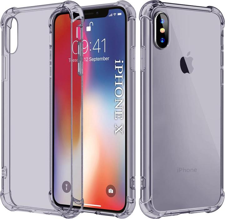 Produktbild Techsuit - Shockproof Clear Silicone - iPhone X / iPhone XS - Smoke Black (Apple iPhone X)