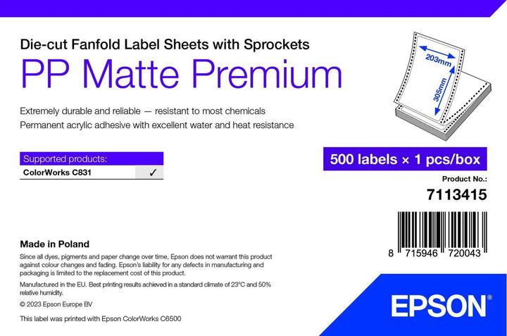 Produktbild Epson Pp Matte Label Prem Die-Cut (20.30 cm)