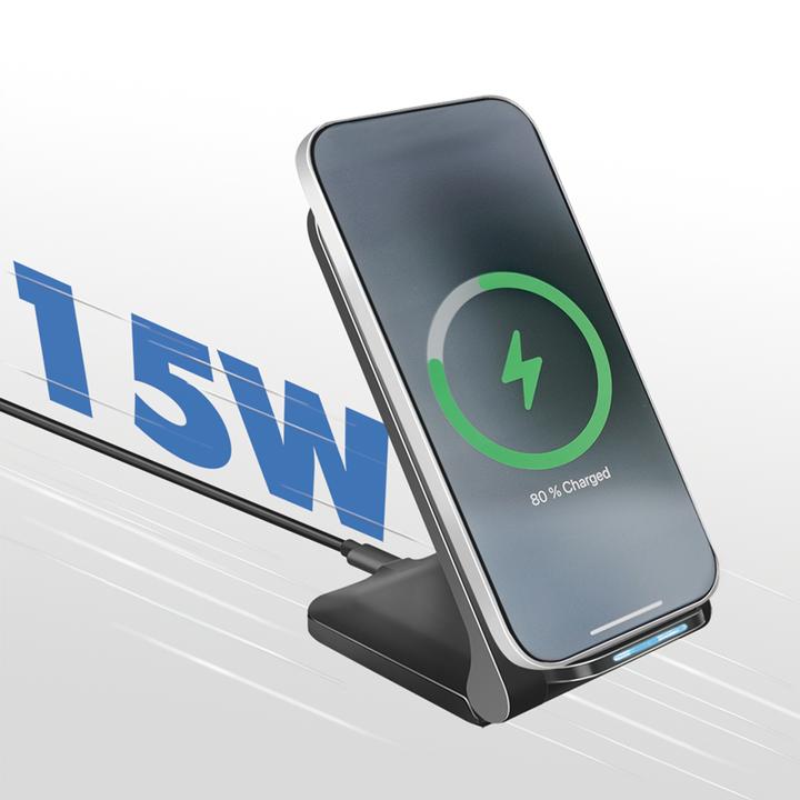 Produktbild LogiLink ZUB Smartphone Stand & WL Charger black (18 W)