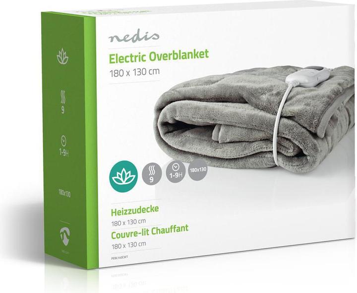 Immagine prodotto Nedis Copripiumino elettrico 1 persona 180 x 130 cm 9 impostazioni di calore lavabile overheatun (180 x 130 cm)