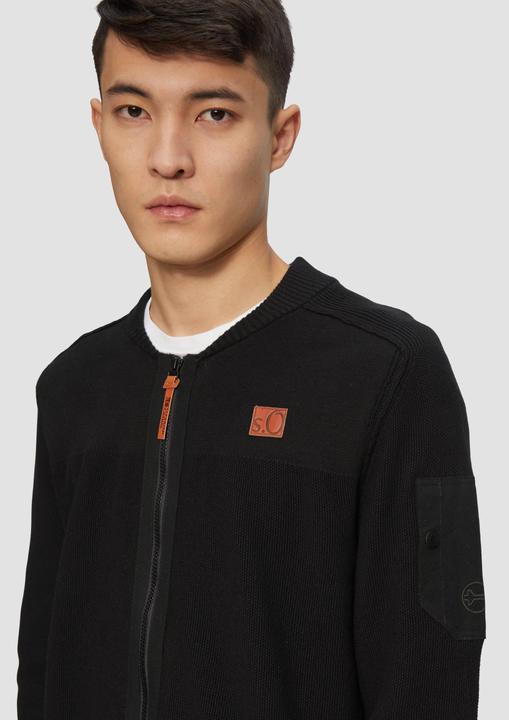 Produktbild S.Oliver Strickjacke Strickjacke aus Fabricmix mit Bomber-Kragen (M)