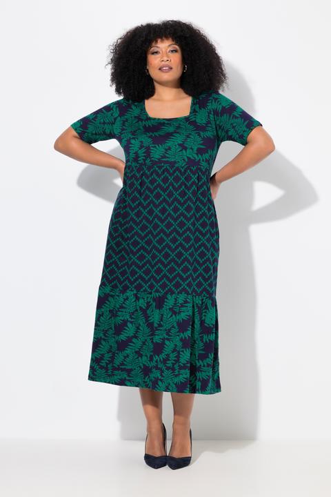 Produktbild Ulla Popken Jersey-Maxikleid, A-Linie, Carree-Ausschnitt, Halbarm (54)