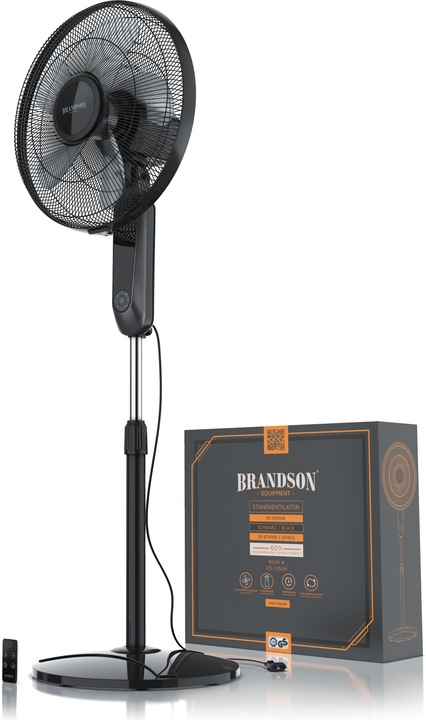 Immagine prodotto Brandson Ventilatore da piedistallo 45,5 cm, DC, silenzioso, telecomando, risparmio energetico (60 dB)