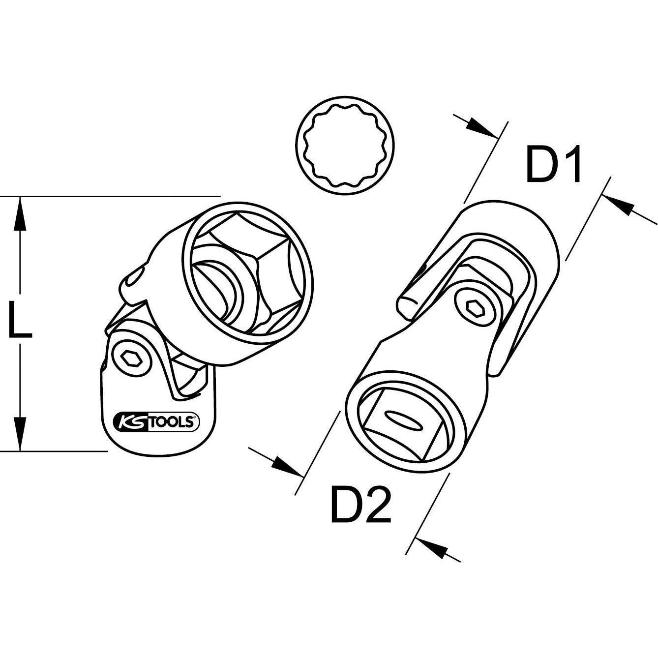Thumbnail - KS Tools, Steckschlüssel + Stecknuss, 3/8" CHROMEplus Stecknuss mit Gelenk (1/2")