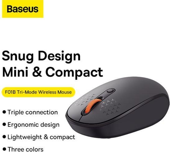 Actual product image Baseus Wireless Mouse F01B Tri-Mode 2.4 G BT 5.0 1600 DPI (frosty grey) (Wireless)