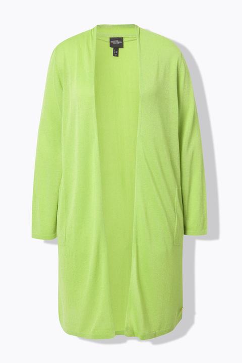 Produktbild Ulla Popken Long-Strickjacke, offene Form, V-Ausschnitt, Stehkragen (54, 56)