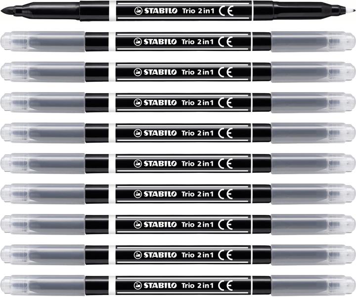 Produktbild STABILO Filzstift und Fineliner in einem - Trio 2 in 1 - 10er Pack - schwarz (Black, 10 x)