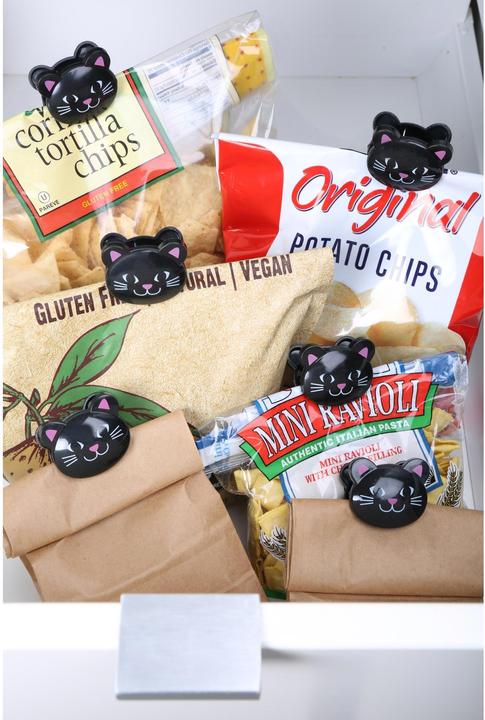 Produktbild Kikkerland Verschlussclip Katze 6 Stück, Schwarz (6 x)