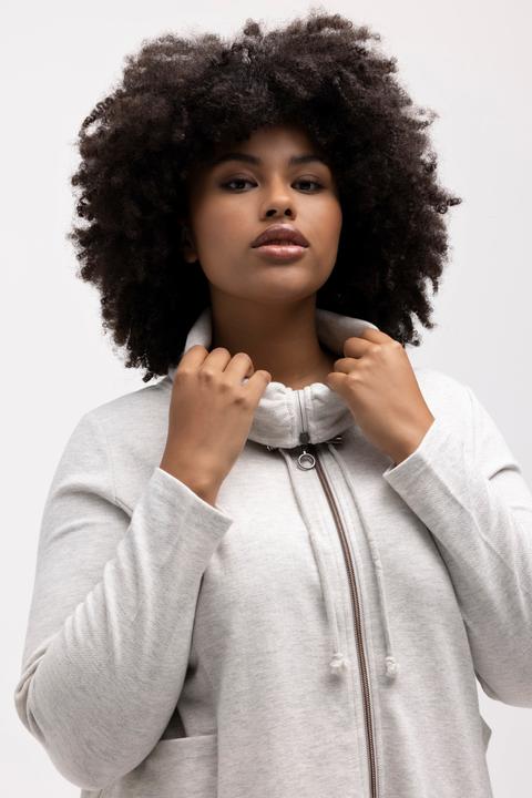 Actual product image Ulla Popken Rounded Hi-Low Hem Zip Front Tunic Sweatshirt (46, 48)