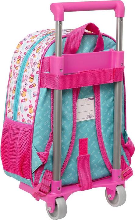 Productafbeelding The Bellies Schoolrugzak met wieltjes 26 x 34 x 11 cm paars turquoise wit