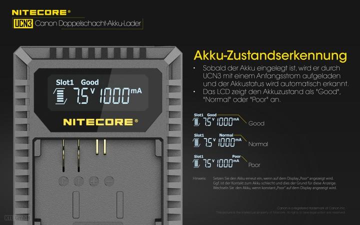 Actual product image Nitecore UCN3 Pro Compacte Dubbel Lader voor Canon LP E6 (N) met USB (Charger)