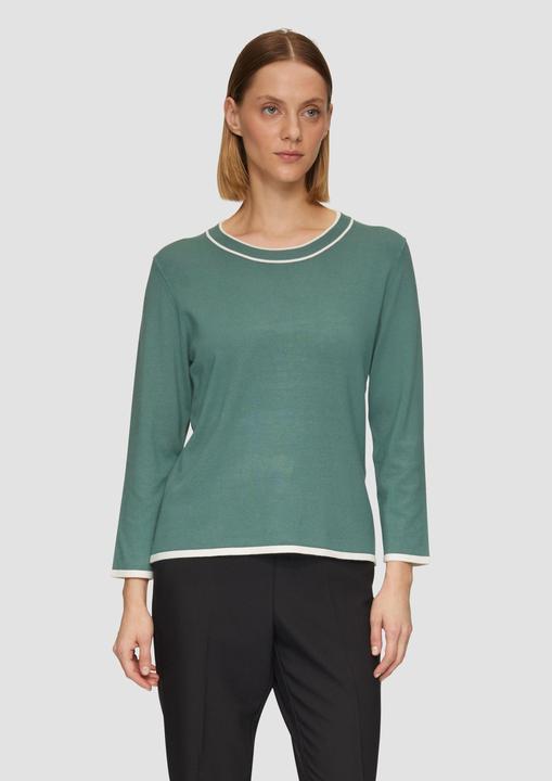 Actual product image s.Oliver Strickpullover Strickpullover mit verkürzten Ärmeln und Kontrast-Details (36)