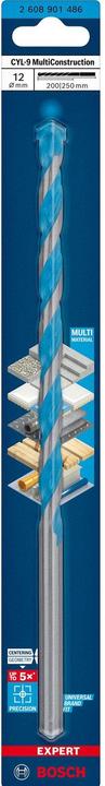 Actual product image Bosch Professional Zubehör EXPERT CYL-9 MultiConstruction Drill, 12 x 200 x 250 mm (12 millimetres)