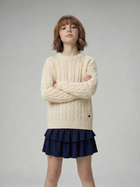 Produktbild Jonen Grobstrick-Pullover mit Herz-Stickerei Mädchen (128)