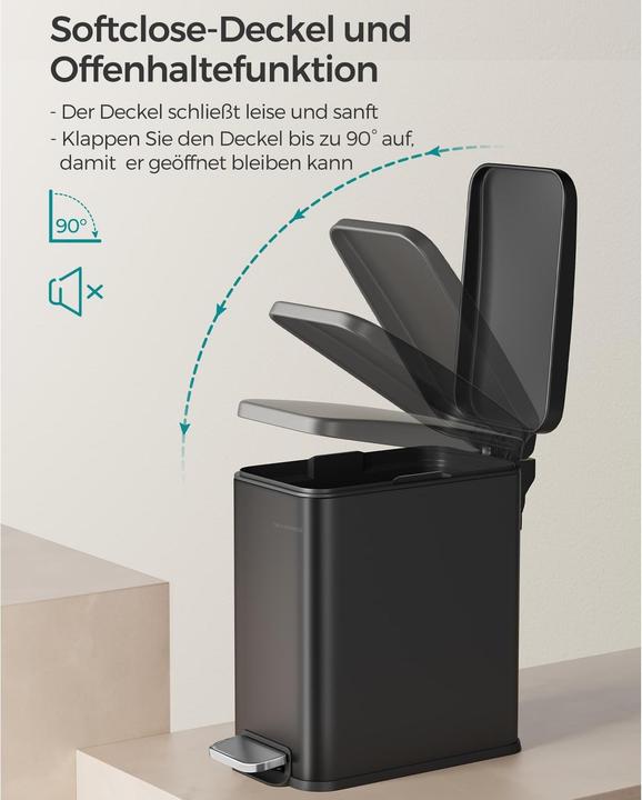 Image du produit Songmics Kosmetikeimer 5 l, Schwarz, Anzahl Behälter: 1 (5 l)