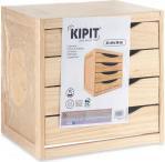 Productafbeelding Kipit Houten kist met 4 laden (30 x 38,5 x 38,5 cm)