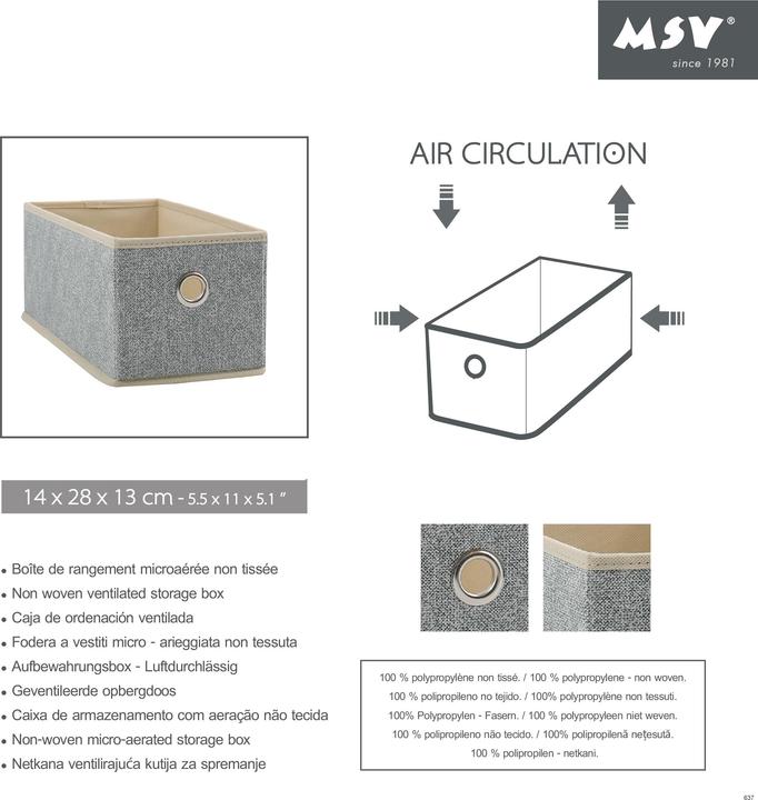 Produktbild MSV Boîte De Rangement Microaérée Intissée 14x28x13cm (14 cm, 0.86 l)