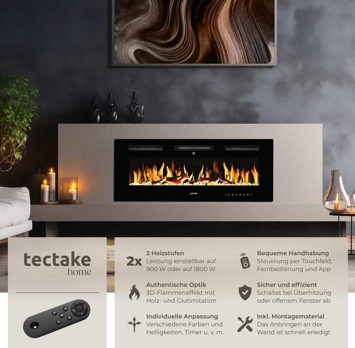 Image du produit tectake Cheminée murale électrique