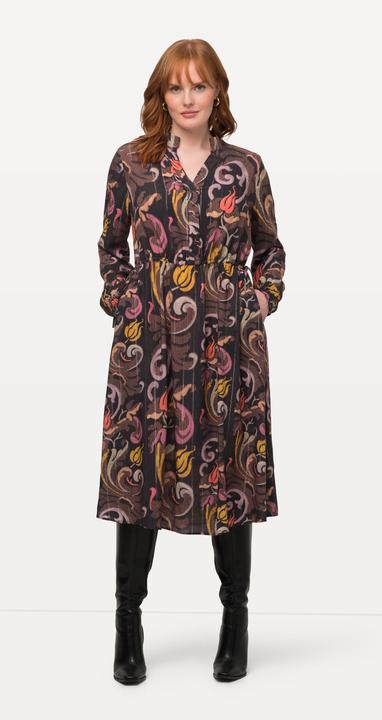 Immagine prodotto Ulla Popken Abito con scollo a V, colletto alto, coulisse e maniche lunghe (50, 52)