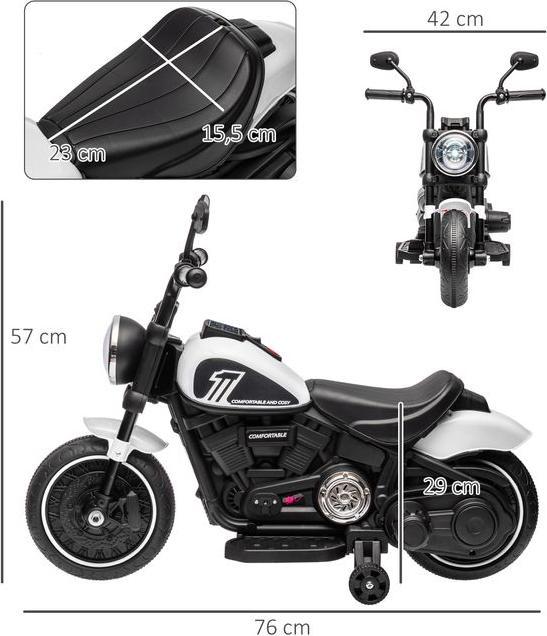 Actual product image Swisshandel24 Elektro-Kindermotorrad, LED-Scheinwerfer, abnehmbare Stützräder, bequemer Sitz, Rot/Schwarz (6 V)