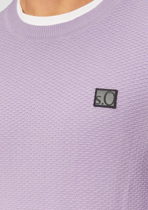 Produktbild S.Oliver Strickpullover Strukturierter Strickpullover mit Logo-Patch (XXL)