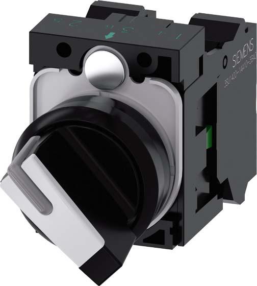 Actual product image Siemens Selector switch 2step rast Knob Ř22mm 3SU1100-2BF60-3MA0