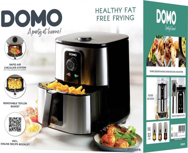 Image du produit Domo DO536FR Friteuse d'air Boîtier Cool-touch, protection contre la surchauffe, fonction minuterie