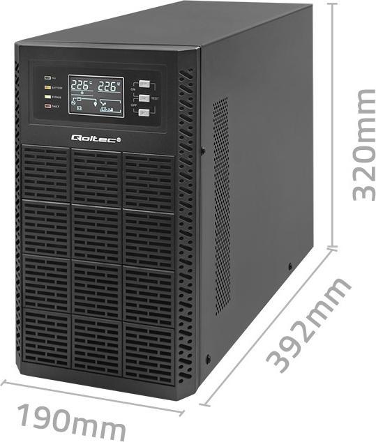 Immagine prodotto Qoltec ZASILACZ AWARYJNY UPS 3KVA | 3000W | FATTORE DI POTENZA 1.0 | LCD | EPO | USB | ON-LINE (3000 VA, 3000 W, Doppio convertitore online UPS)