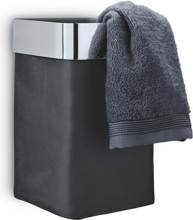 Immagine prodotto Blomus NEXIO- Cestino per asciugamani per ospiti in acciaio inox lucido e borsa in tessuto di cotone