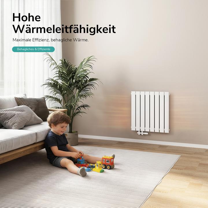 Produktbild Emke Heizkörper, Flachheizkörper mit Zentralanschluss, Weiss 63x61cm 450W Einlagig