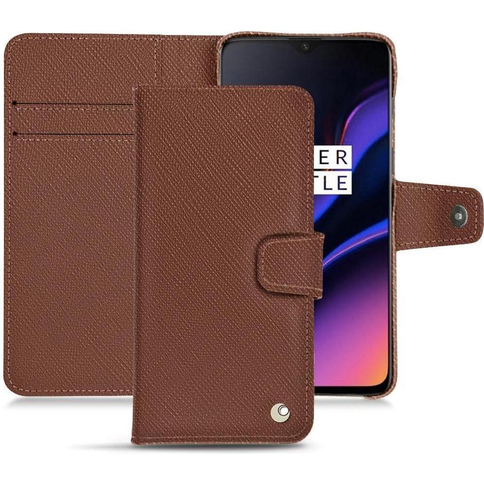 Noreve Lederschutzhülle Wallet (OnePlus 6T), Smartphone Hülle, Braun
