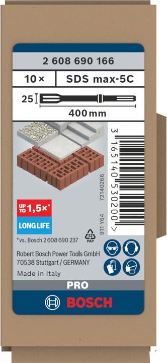 Produktbild Bosch Professional Zubehör PRO SDS max-5C Flachmeissel-Set, 25 x 400 mm (25 mm)