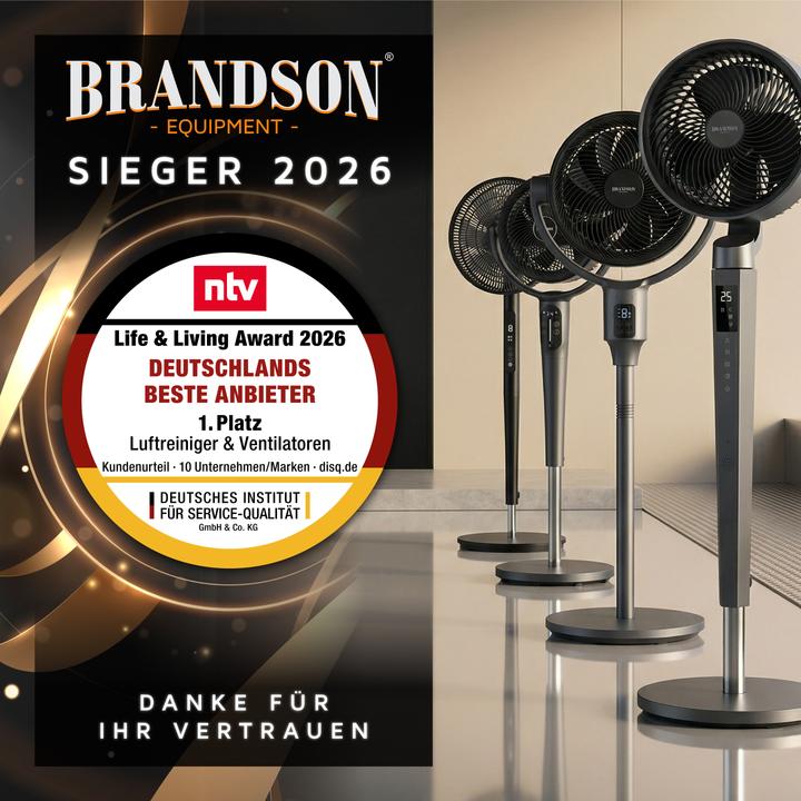 Produktbild Brandson Standventilator DC-Motor, leise, Oszillation, Fernbedienung, 30 W, 9 Geschwindigkeitsstufen (29.70 dB)